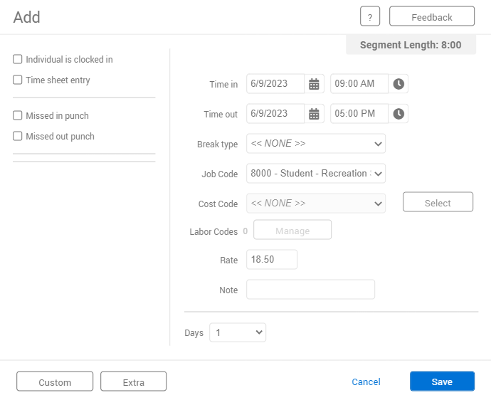 TimeClock Plus | Adding and Editing Segments