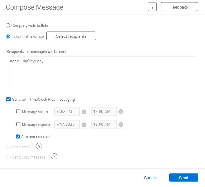 TimeClock Plus | Messaging Center Essentials
