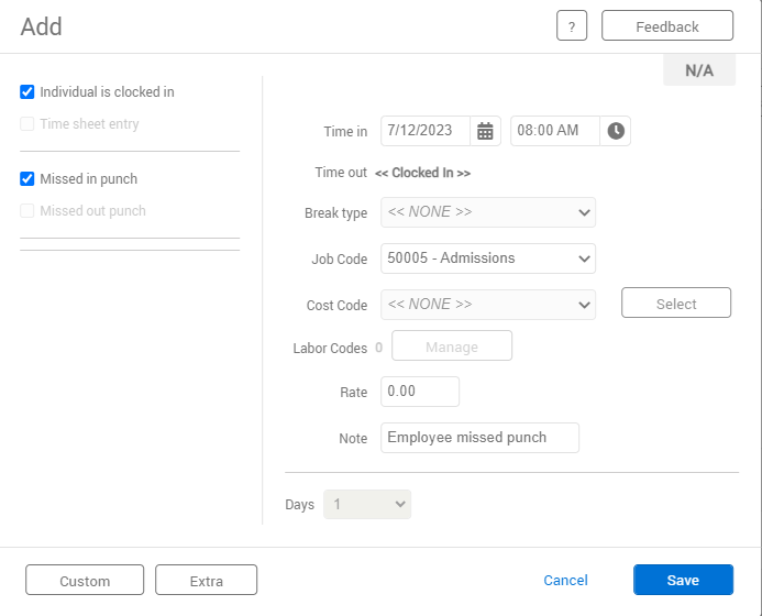 TimeClock Plus Fixing Hours